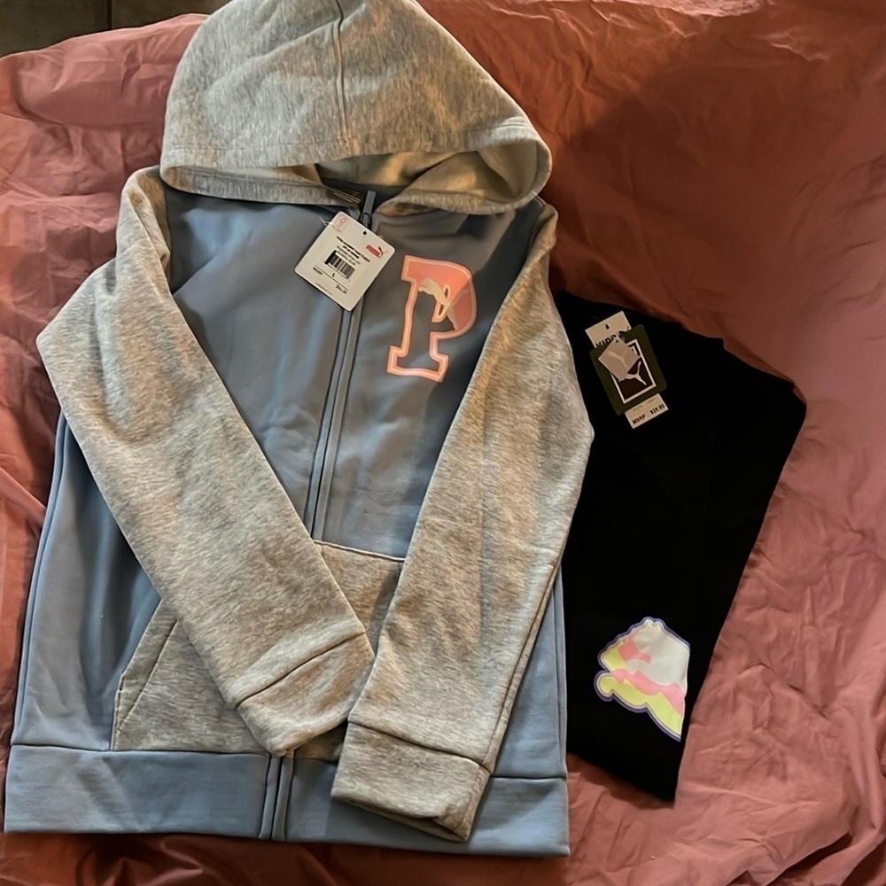 Girls large 12/14 Puma zip up fleece hoodie‎ and leggings set